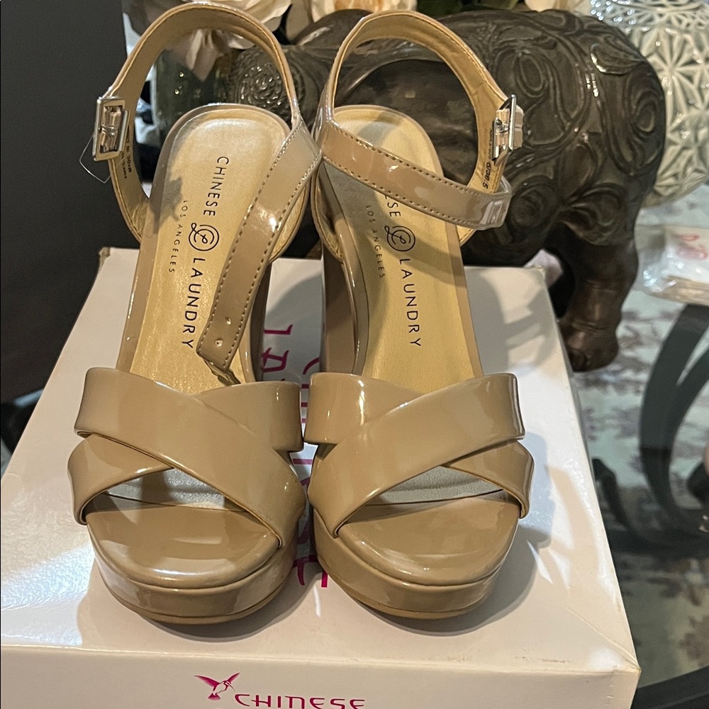 Chinese Laundry Beige Platform Heels